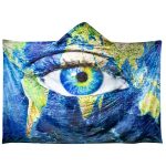 NEW Hooded Blanket - Planet Earth and Blue Eye Painted World Wearable 50" x 60"