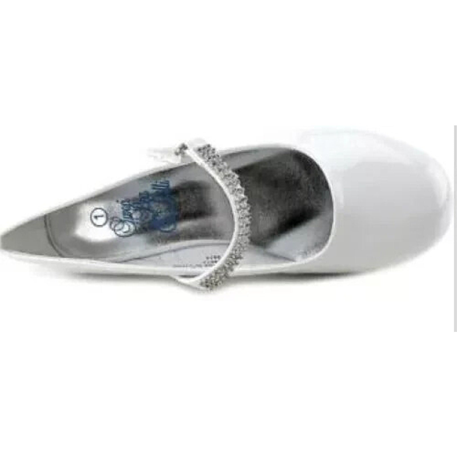 NEW Girl's Communion Dress Shoe - White/Patent 1" Heel Rhinestone Strap - Size 11T - Image 4